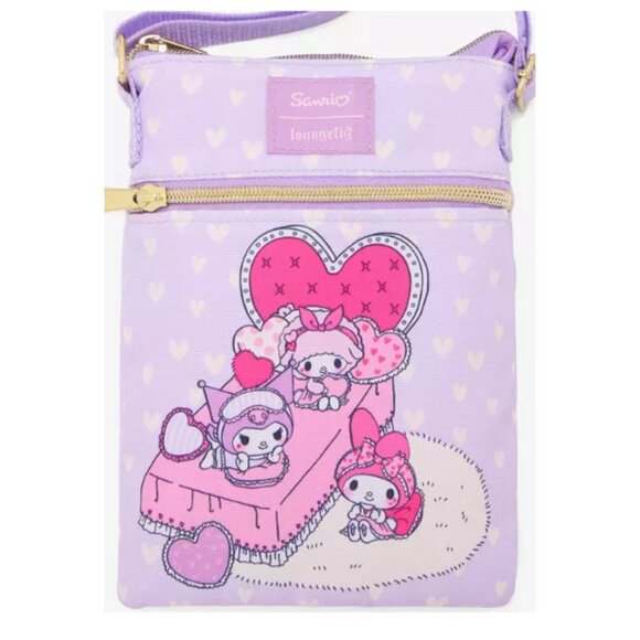 LOUNGEFLY My Melody & Kuromi Sleepover Passport Crossbody Bag NEW with Tags - Picture 2 of 4